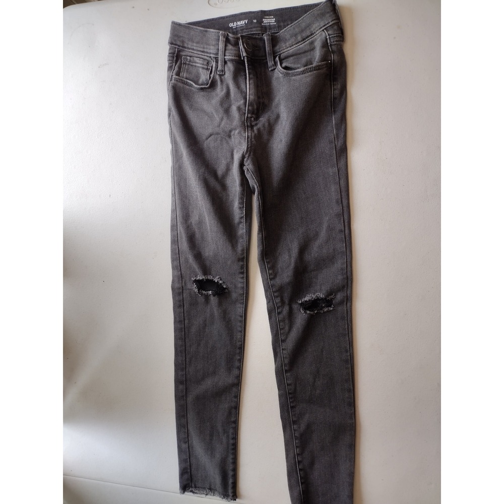 Old Navy‎ Kids Girls Rockstar Jeggings High Rise Distressed Washed Black Size 10